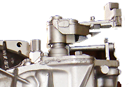 close up of a clutch linkgage system mount to a gearbox