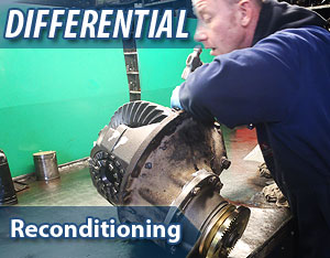 side view of a differential specialist repairing and reconitioning a mercedes diff