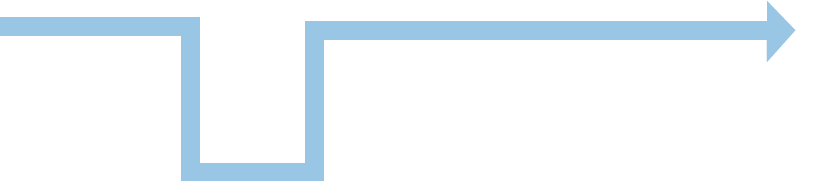 blue arrow highlighting the path of drive transfer through the gears and shafts