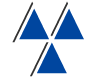 the standard uk mot testing symbol consisting of three pale blue triangles with white edging joined symmetrically through centered points